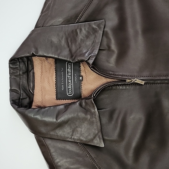 Boutique of Leathers Canada Men's Dark Brown Leather Full Zip Lined Jacket Sz 38 - Picture 6 of 16